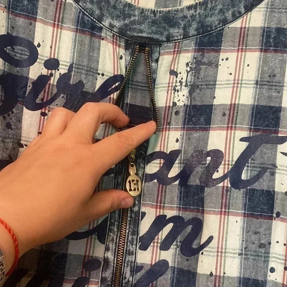 Plus size cotton summer  dress 👗 Denim plaid style - Picture 4 of 6